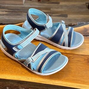 Ryka Blue & White Sandals with adjustable straps size 7.5W